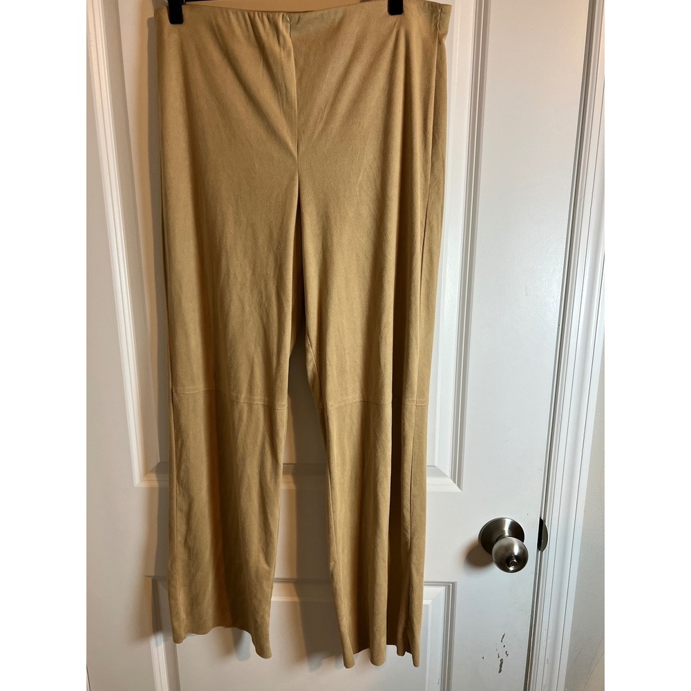 Max Studio Womens Pants Faux Suede‎ Wide Leg Tan Size L